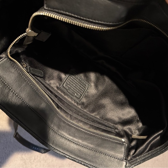 Coach Black Leather Shoulder Tote with Polished Hardware - Picture 5 of 8